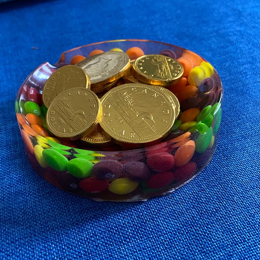 skittles-filled resin ashtray